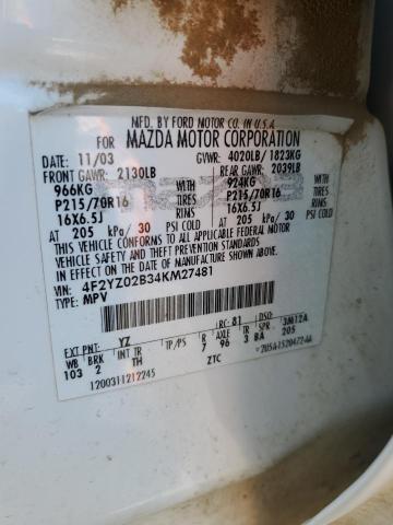 4F2YZ02B34KM27481 - 2004 MAZDA TRIBUTE DX 双色 照片 13