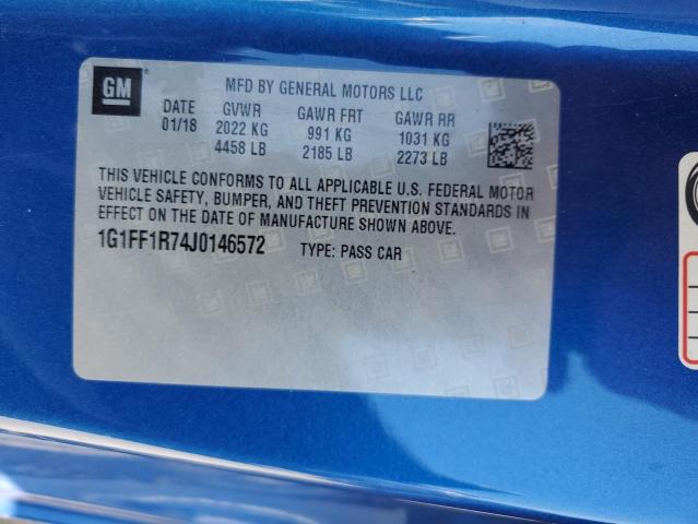 1G1FF1R74J0146572 - 2018 CHEVROLET CAMARO SS BLUE photo 12