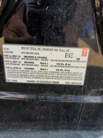 5YJXCAE25JF136505 - 2018 TESLA MODEL X 黑色 照片 14