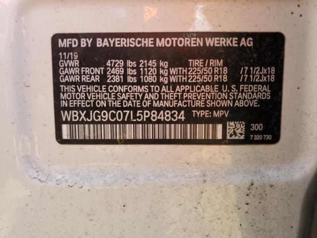 WBXJG9C07L5P84834 - 2020 BMW X1 XDRIVE28I WHITE photo 12