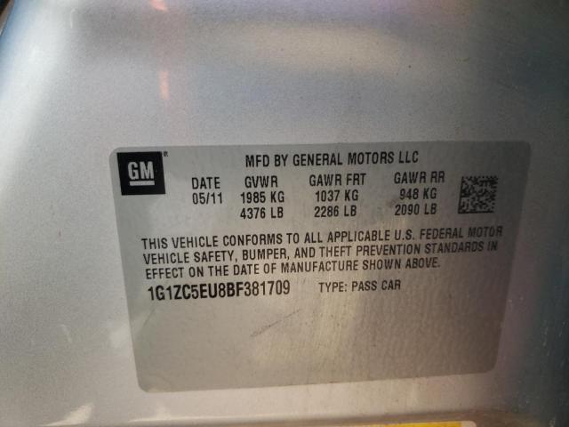 1G1ZC5EU8BF381709 - 2011 CHEVROLET MALIBU 1LT 银色 照片 10