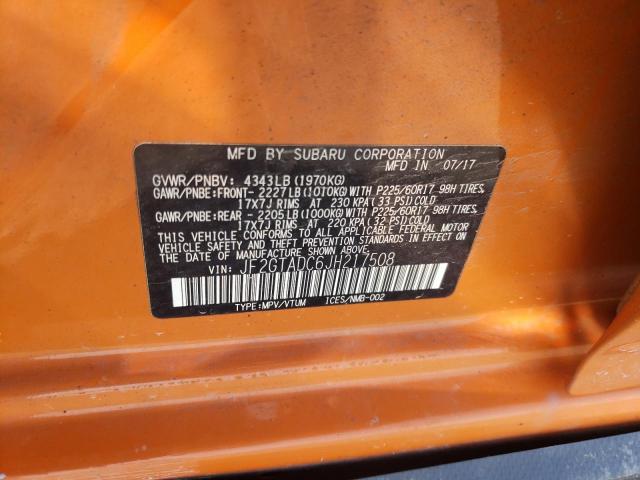 JF2GTADC6JH217508 - 2018 SUBARU CROSSTREK PREMIUM ORANGE photo 13