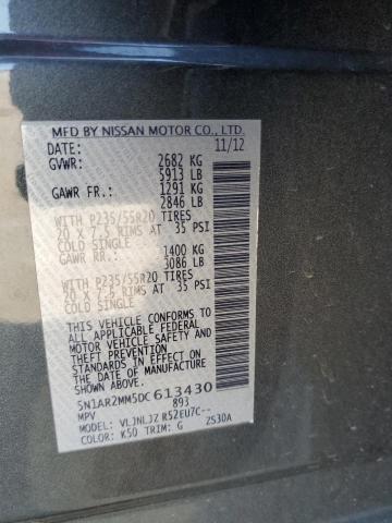 5N1AR2MM5DC613430 - 2013 NISSAN PATHFINDER S CHARCOAL photo 12