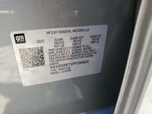 1G1ZG5ST1PF194822 - 2023 CHEVROLET MALIBU RS CHARCOAL photo 12