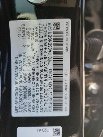 2HGFE2F5XPH543163 - 2023 HONDA CIVIC SPORT 黑色 照片 13