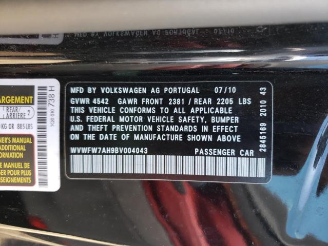 WVWFW7AH9BV004043 - 2011 VOLKSWAGEN EOS LUX 黑色 照片 10