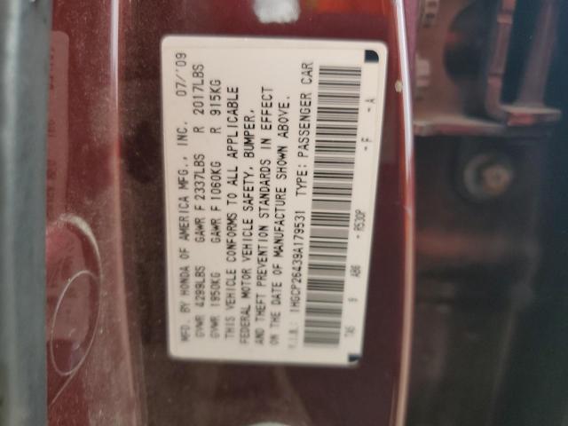 1HGCP26439A179531 - 2009 HONDA ACCORD LXP BURGUNDY photo 13