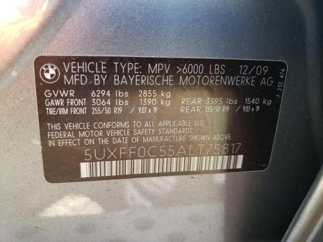 5UXFF0C55ALT75817 - 2010 BMW X5 XDRIVE35D GRAY photo 13
