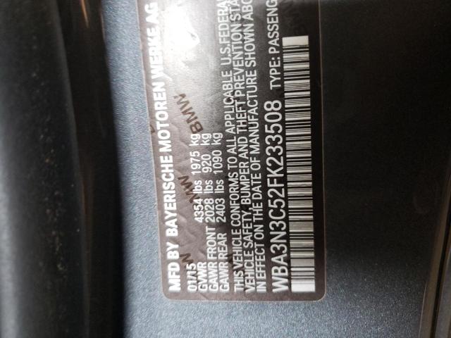 WBA3N3C52FK233508 - 2015 BMW 428 I GRAY photo 12