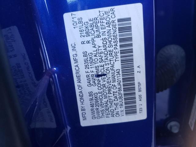 19UUB2F66JA011343 - 2018 ACURA TLX TECH+A BLUE photo 13