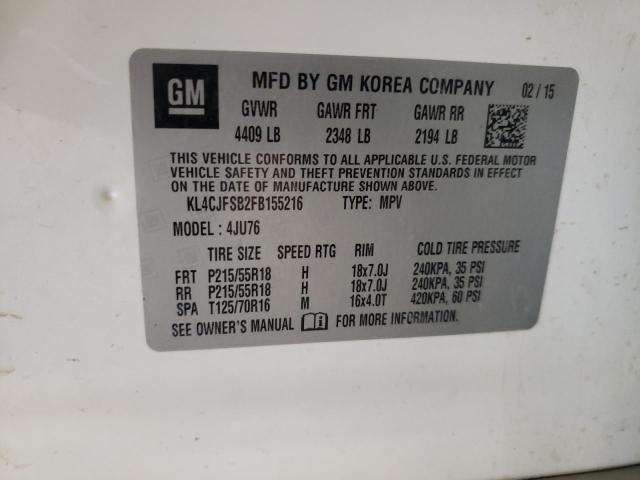 KL4CJFSB2FB155216 - 2015 BUICK ENCORE CONVENIENCE 白色 照片 13