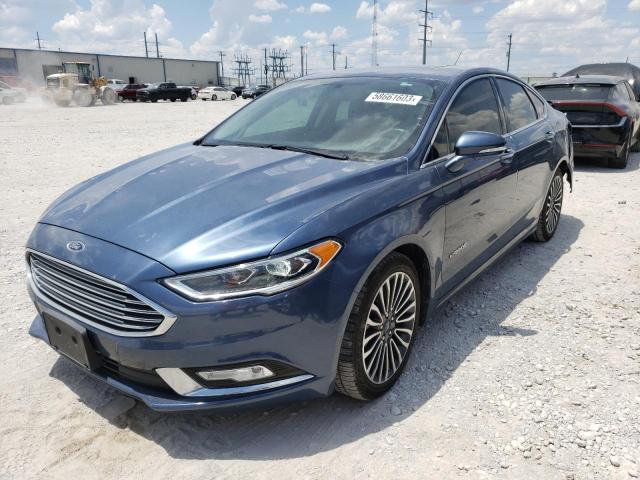 3FA6P0RU4JR248223 - 2018 FORD FUSION TITANIUM/PLATINUM HEV BLUE photo 1