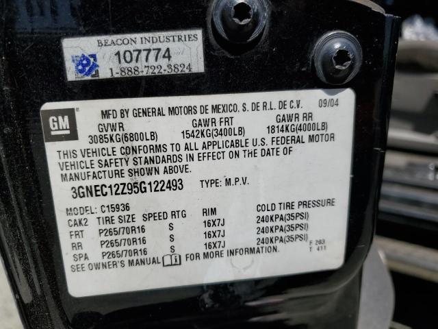 3GNEC12Z95G122493 - 2005 CHEVROLET AVALANCHE C1500 BLACK photo 12