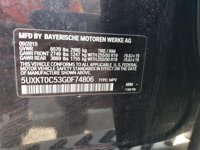 5UXKT0C53G0F74806 - 2016 BMW X5 XDR40E BLACK photo 13