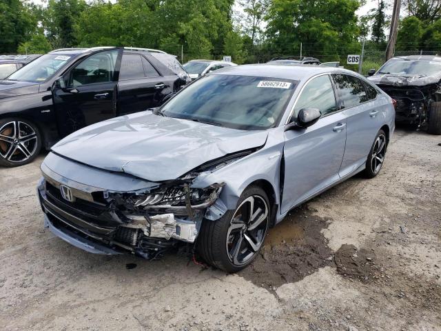 1HGCV3F28NA030746 - 2022 HONDA ACCORD HYBRID SPORT GRAY photo 1