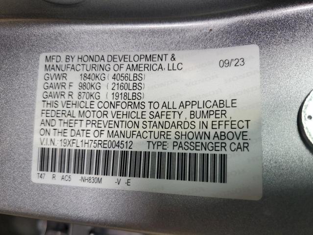 19XFL1H75RE004512 - 2024 HONDA CIVIC EXL SILVER photo 12