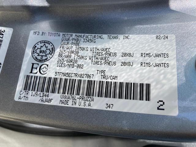 5TFMA5EC7RX027067 - 2024 TOYOTA TUNDRA CREWMAX PLATINUM 银色 照片 10