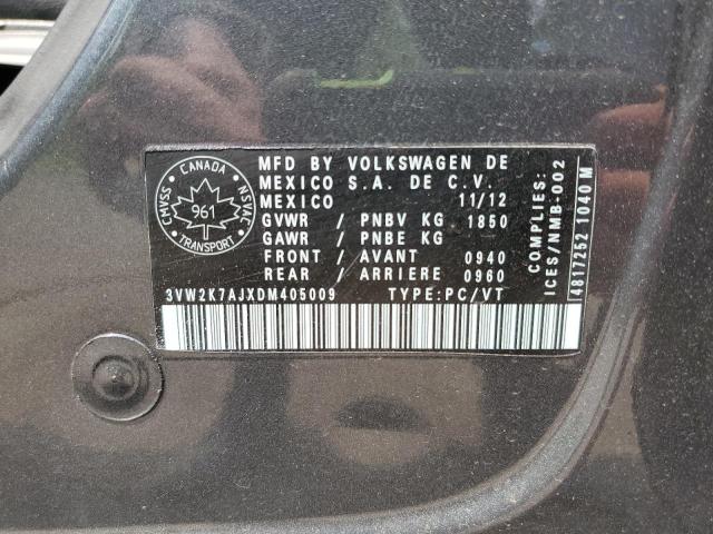 3VW2K7AJXDM405009 - 2013 VOLKSWAGEN JETTA BASE CHARCOAL photo 12