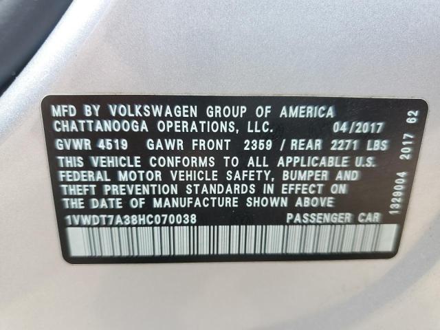 1VWDT7A38HC070038 - 2017 VOLKSWAGEN PASSAT R-LINE Gümüş foto 12