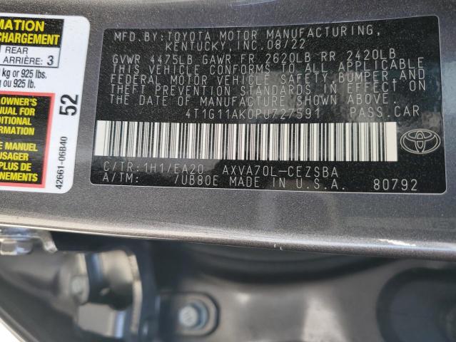 4T1G11AK0PU727591 - 2023 TOYOTA CAMRY SE NIGHT SHADE CHARCOAL photo 12