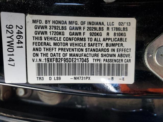 19XFB2F95DE217045 - 2013 HONDA CIVIC EXL შავი ფოტო 12