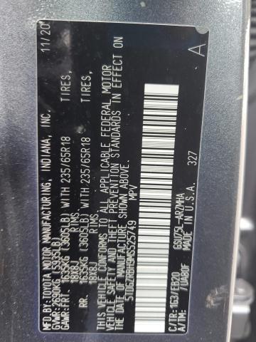 5TDGZRBH9MS525749 - 2021 TOYOTA HIGHLANDER XLE GRAY photo 12