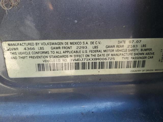 3VWDJ71KX8M006725 - 2008 VOLKSWAGEN GLI ნაცრისფერი ფოტო 13