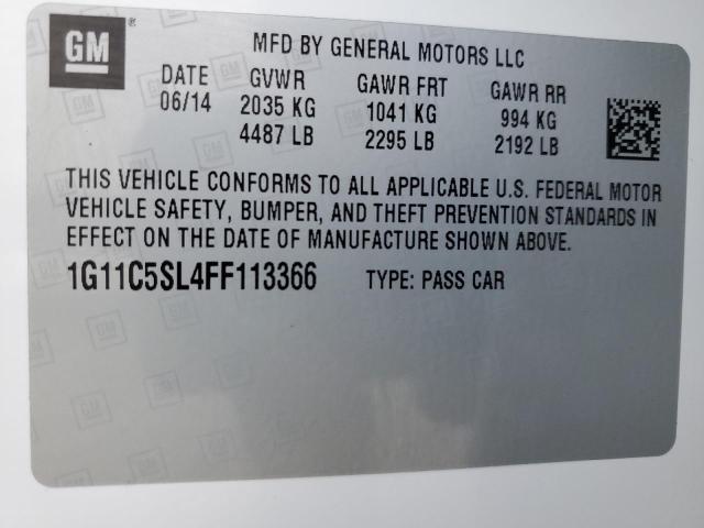 1G11C5SL4FF113366 - 2015 CHEVROLET MALIBU 1LT 白色 照片 10