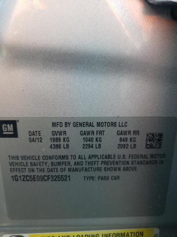1G1ZC5E09CF325521 - 2012 CHEVROLET MALIBU 1LT SILVER photo 12