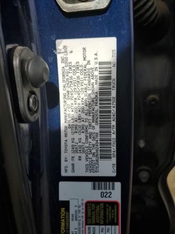 5TEJU62N38Z494788 - 2008 TOYOTA TACOMA DOUBLE CAB PRERUNNER BLUE photo 12