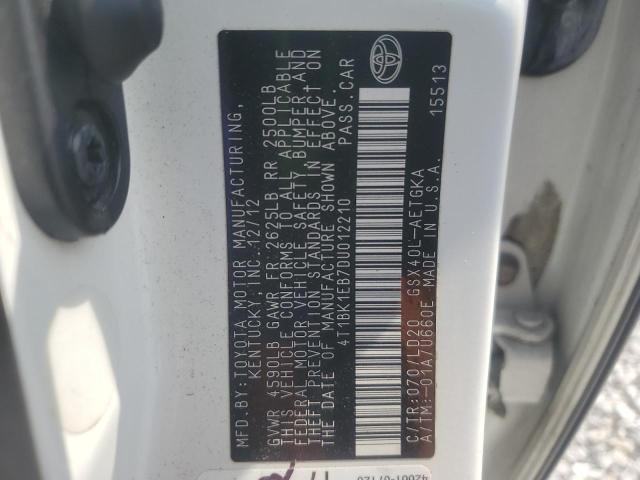 4T1BK1EB7DU012210 - 2013 TOYOTA AVALON BASE WHITE photo 13