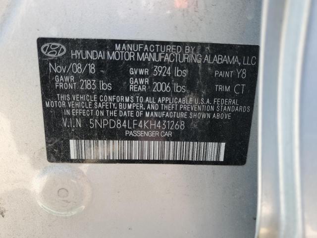 5NPD84LF4KH431268 - 2019 HYUNDAI ELANTRA SEL SILVER photo 12