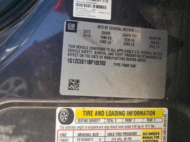 1G1ZC5E11BF105782 - 2011 CHEVROLET MALIBU 1LT 灰色 照片 12