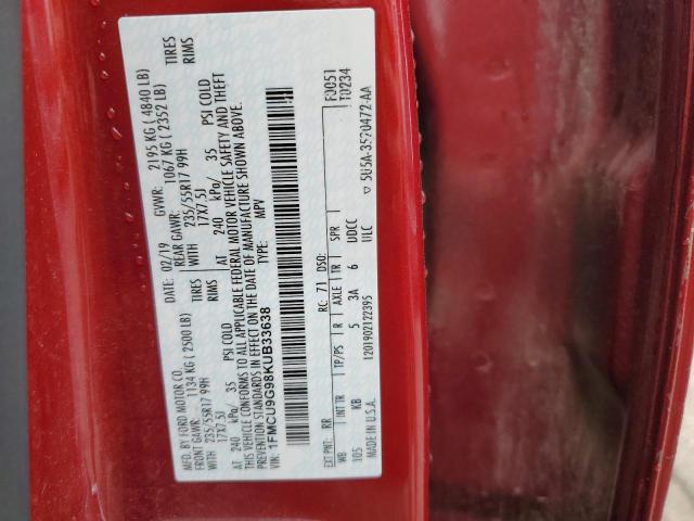 1FMCU9G98KUB33638 - 2019 FORD ESCAPE SE RED photo 13