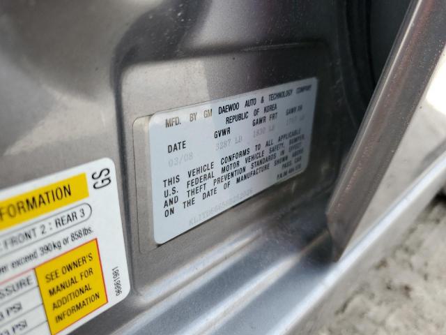 KL1TD66658B252026 - 2008 CHEVROLET AVEO BASE CHARCOAL photo 12