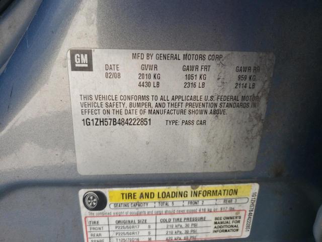 1G1ZH57B484222851 - 2008 CHEVROLET MALIBU 1LT 银色 照片 12