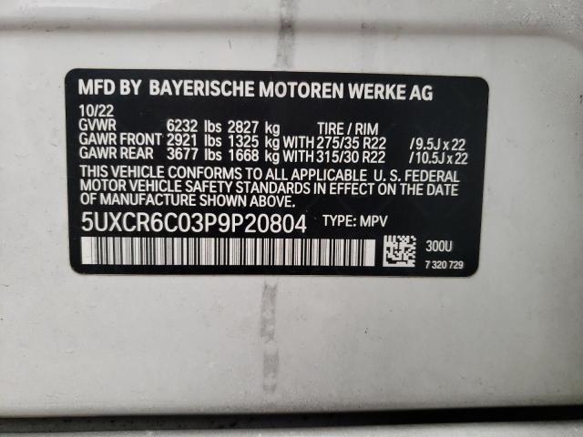 5UXCR6C03P9P20804 - 2023 BMW X5 XDRIVE40I WHITE photo 12