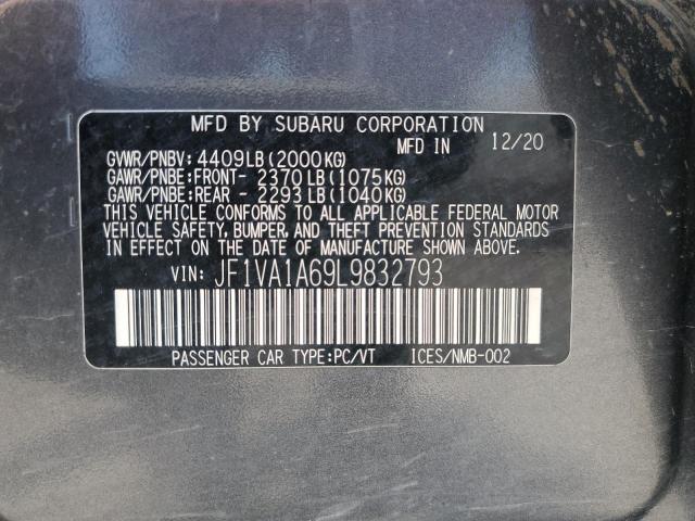 JF1VA1A69L9832793 - 2020 SUBARU WRX GRAY photo 12