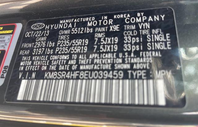 KM8SR4HF8EU039459 - 2014 HYUNDAI SANTA FE GLS GRAY photo 10