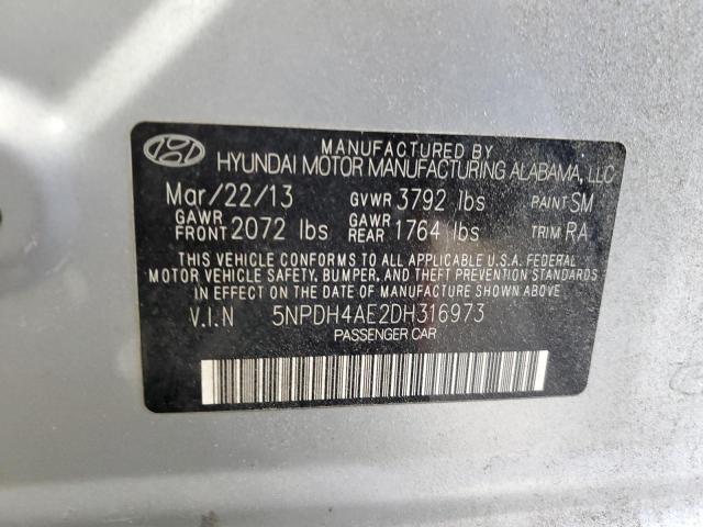 5NPDH4AE2DH316973 - 2013 HYUNDAI ELANTRA GLS SILVER photo 12