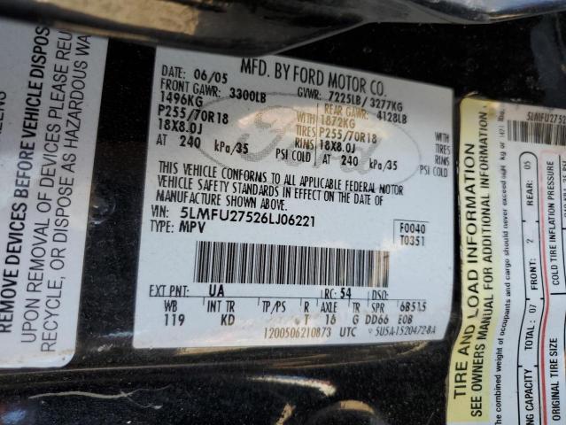 5LMFU27526LJ06221 - 2006 LINCOLN NAVIGATOR შავი ფოტო 14