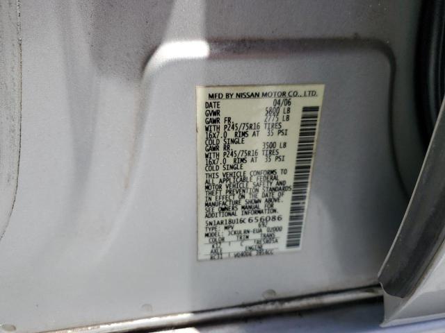 5N1AR18U16C656086 - 2006 NISSAN PATHFINDER LE SILVER photo 13
