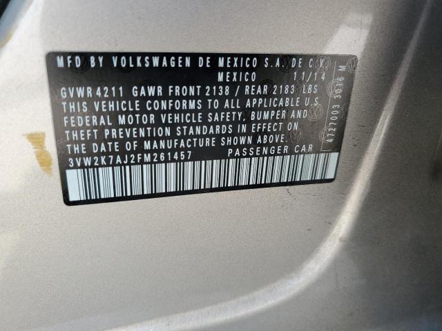 3VW2K7AJ2FM261457 - 2015 VOLKSWAGEN JETTA BASE 银色 照片 12