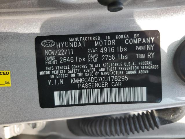 KMHGC4DD7CU178295 - 2012 HYUNDAI GENESIS 3.8L SILVER photo 12