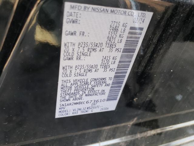 5N1AR2MM8EC673610 - 2014 NISSAN PATHFINDER S BLACK photo 14