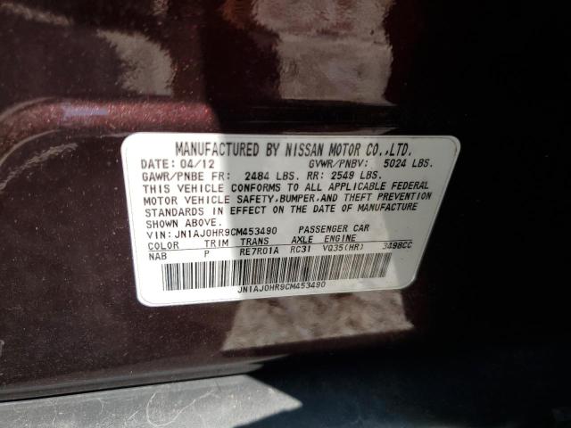 JN1AJ0HR9CM453490 - 2012 INFINITI EX35 BASE MAROON photo 13