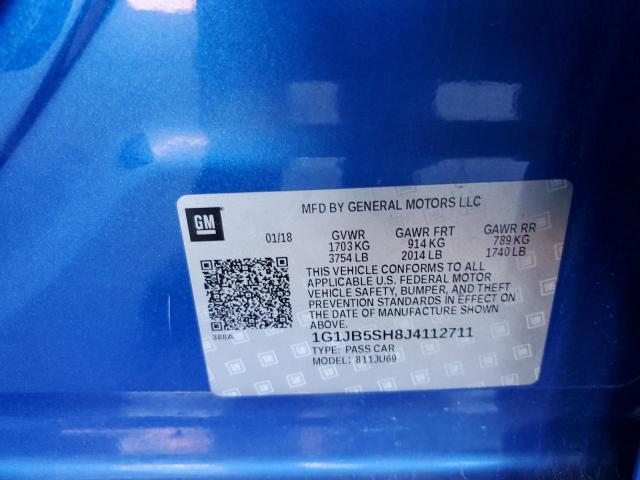 1G1JB5SH8J4112711 - 2018 CHEVROLET SONIC LS BLUE photo 12