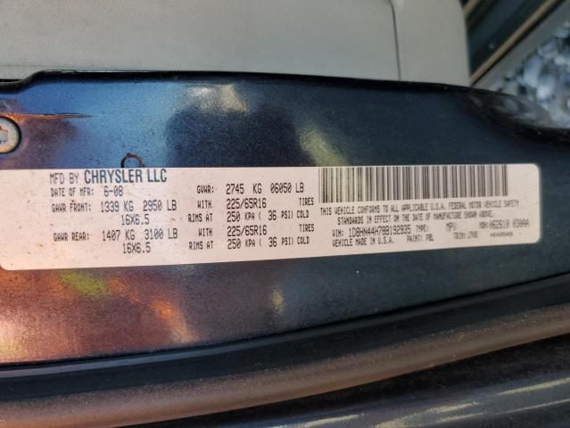 1D8HN44H78B192935 - 2008 DODGE GRAND CARA SE CHARCOAL photo 13