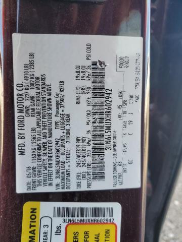 3LN6L5MUXHR602942 - 2017 LINCOLN MKZ HYBRID RESERVE PURPLE photo 12