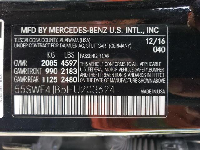 55SWF4JB5HU203624 - 2017 MERCEDES-BENZ C 300 BLACK photo 12